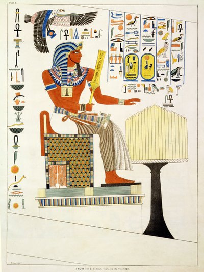 Murale des Tombes des Rois de Thèbes, découverte par G. Belzoni, planche 1 de `Plates Illustrative of the Researches in Egypt and Nubia`, gravé par Charles Hullmandel 1820-22 - Giovanni Battista Belzoni