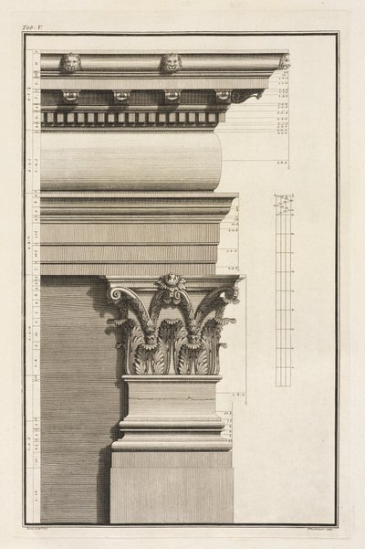Base, chapiteau et entablement du pilastre, 1753 - Giovanni Battista Borra