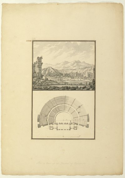 Vue et Plan du Théâtre de Hiérapolis (maintenant Pamukkale), c.1750 - Giovanni Battista Borra