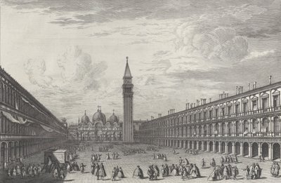 Piazza San Marco vers la Basilique et le Campanile, 1763 - Giovanni Battista Brostoloni