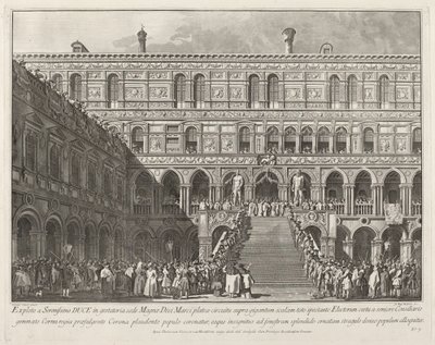 Le Doge couronné sur la Scala dei Giganti du Palais des Doges, 1763-1766 - Giovanni Battista Brostoloni
