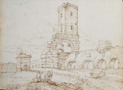 Figures devant un aqueduc - Giovanni Battista Busiri