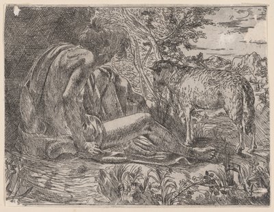 Saint Jean-Baptiste avec un agneau - Giovanni Battista Caracciolo