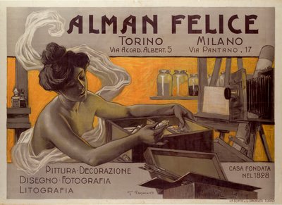 Affiche publicitaire pour Alman Felice, Turin - Milan, Italie - Giovanni Battista Carpanetto