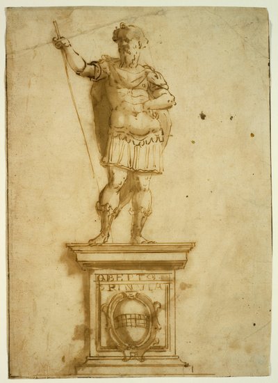 Statue de guerrier debout sur un piédestal - Giovanni Battista Castello