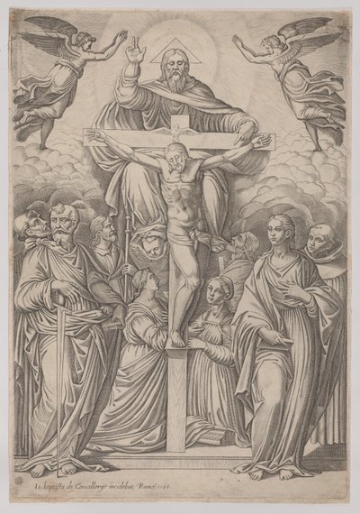 La Trinité, avec la crucifixion au centre et des saints de chaque côté, 1586 - Giovanni Battista Cavalieri