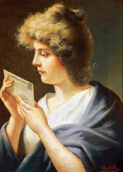 Fille avec lettre - Giovanni Battista Chiocchetti