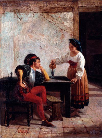 Jeune servante dans une auberge et un soldat - Giovanni Battista Crosa