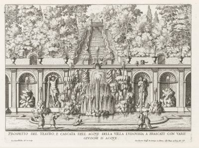 Cascade et Teatro delle Acque dans les jardins de la Villa Torlonia à Frascati - Giovanni Battista Falda