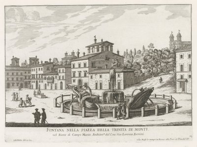 Fontana della Barcaccia sur la Piazza di Spagna à Rome (Fontane di Roma) - Giovanni Battista Falda