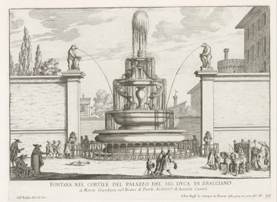 Fontaine dans la cour du Palazzo Taverna à Rome - Giovanni Battista Falda