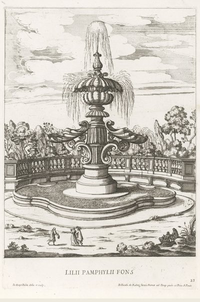 Fontaine dans les jardins de la Villa Doria Pamphilj à Rome - Giovanni Battista Falda