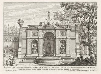 Fontaine dans les jardins de la Villa Aldobrandini à Frascati (Fontane delle ville di Frascati) - Giovanni Battista Falda