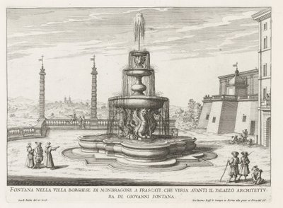 Fontaine dans les jardins de la Villa Mondragone à Frascati - Giovanni Battista Falda
