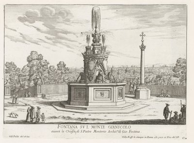 Fontaine sur la Piazza San Pietro in Montorio sur le mont Janicule à Rome - Giovanni Battista Falda