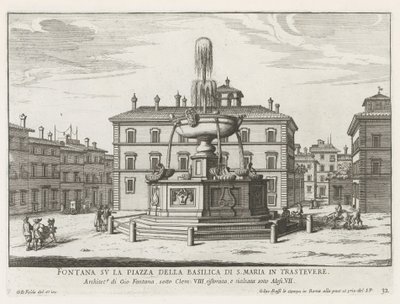 Fontaine sur la Piazza Santa Maria in Trastevere - Giovanni Battista Falda