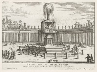 Fontaine sur la place Saint-Pierre au Vatican - Giovanni Battista Falda