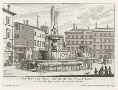 Fontaines sur la Piazza Farnese à Rome - Giovanni Battista Falda