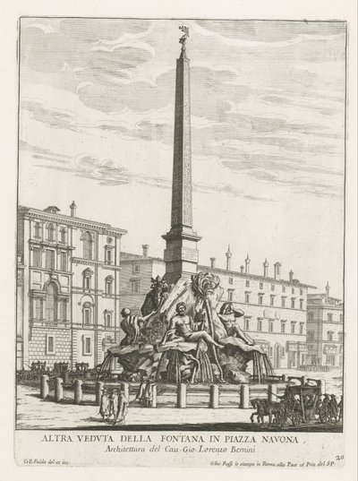 Fontaine des Quatre-Fleuves sur la Piazza Navona à Rome - Giovanni Battista Falda