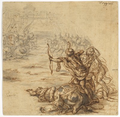 Scène de bataille devant une ville fortifiée, XVIIe siècle - Giovanni Battista Foggini