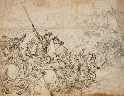 Scène de bataille avec éléphants et orientaux - Giovanni Battista Foggini