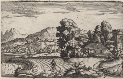 Paysage montagneux avec la parabole du semeur - Giovanni Battista Fontana