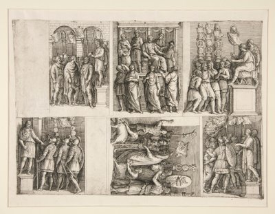 Six vignettes de la vie de Trajan - Giovanni Battista Franco (called Il Semolei)