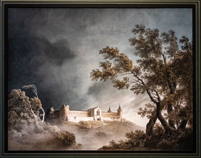 Paysage dans la tempête et château - Giovanni Battista Gubernatis