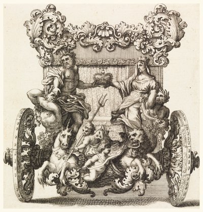 Vue arrière de la première calèche de Lord Catelmaine construite en 1686 par Andrea Cornely d