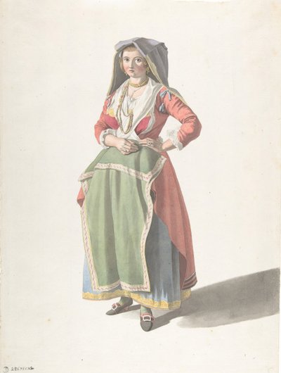 Jeune femme en costume traditionnel napolitain - Giovanni Battista Lusieri
