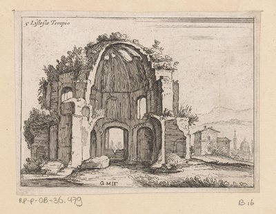 Restes du Temple de Minerva Medica dans un paysage (série Vues de Rome, Alcune vedute et prospettive di luoghi dishabitati di Roma) - Giovanni Battista Mercati