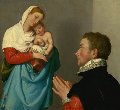 Un gentilhomme en adoration devant la Madone - Giovanni Battista Moroni