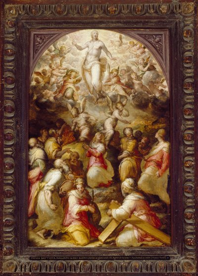 Christ en gloire avec les saints Agnès et Hélène, 16ème siècle - Giovanni Battista Naldini