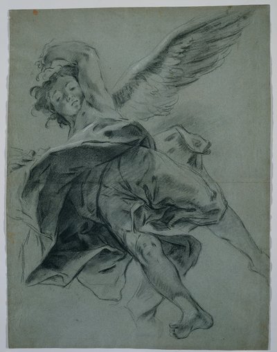 Un ange volant (recto) ; Études de mains jouant des instruments (verso) - Giovanni Battista Piazzetta