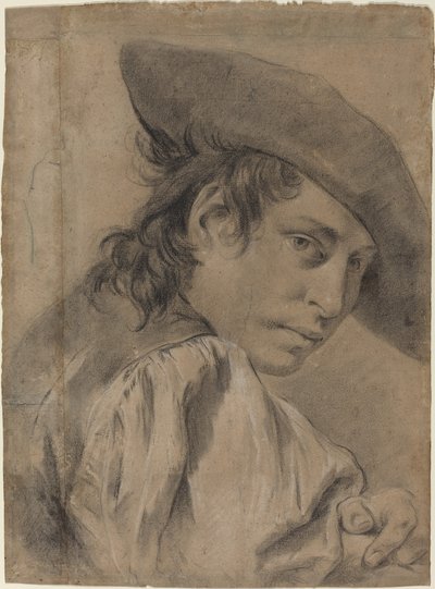 Un Jeune Homme avec un Large Chapeau - Giovanni Battista Piazzetta