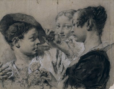 Une jeune femme achetant un œillet à un jeune homme - Giovanni Battista Piazzetta