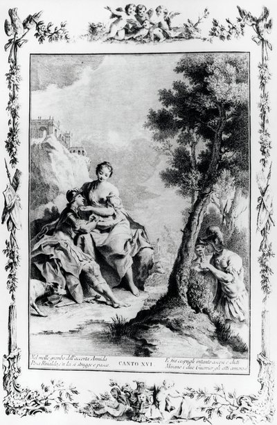 Armida et Rinaldo vus par les Croisés Carlo et Ubaldo, chant XVI, Jérusalem délivrée - Giovanni Battista Piazzetta