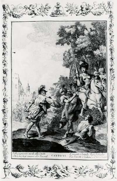 Duel entre Ottone et Tancredi en présence de Clorinda, chant VI, Jérusalem délivrée - Giovanni Battista Piazzetta