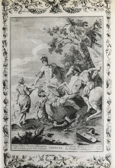 Jérusalem délivrée, chant XX, illustration de Giovanni Battista Piazzetta (1683-1754) pour le poème de Torquato Tasso (1544-1595), édition publiée à Venise en 1745, Italie - Giovanni Battista Piazzetta