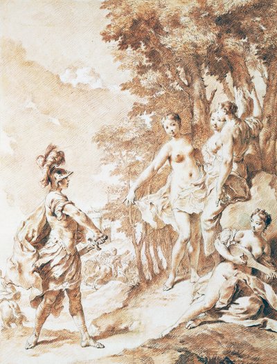 Tancrède au seuil de la forêt enchantée, scène de La Jérusalem délivrée de Torquato Tasso, par Giovanni Battista Piazzetta - Giovanni Battista Piazzetta
