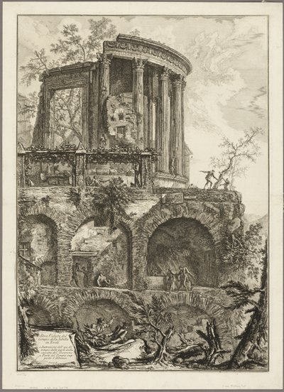 Une autre vue du Temple de la Sibylle à Tivoli, des Vues de Rome - Giovanni Battista Piranesi
