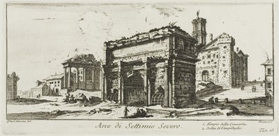 Arc de Septime Sévère. 1. Temple de la Concorde. 2. Montée vers la colline du Capitole, planche 13 de Quelques vues d