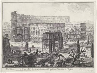 Arc de Constantin et Colisée à Rome (Vedute di Roma disegnate ed incise da Giambattista Piranesi) - Giovanni Battista Piranesi