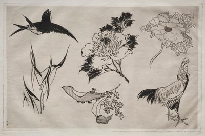 Service de table (service Rousseau) : Hirondelle, coq et fleurs (n° 8) - Giovanni Battista Piranesi