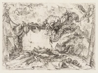 Groteschi : Ruines avec crânes et un vase fumant - Giovanni Battista Piranesi