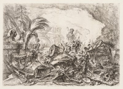 Groteschi : Ruines avec une statue de faune et une colonne tombée - Giovanni Battista Piranesi