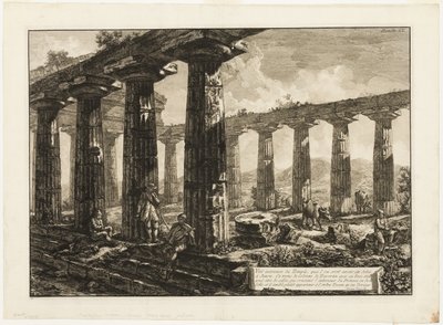 Vue intérieure du temple censé être dédié à Junon, de Différentes vues de Paestum - Giovanni Battista Piranesi