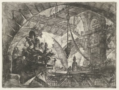 Prison avec des prisonniers sur une plate-forme saillante - Giovanni Battista Piranesi