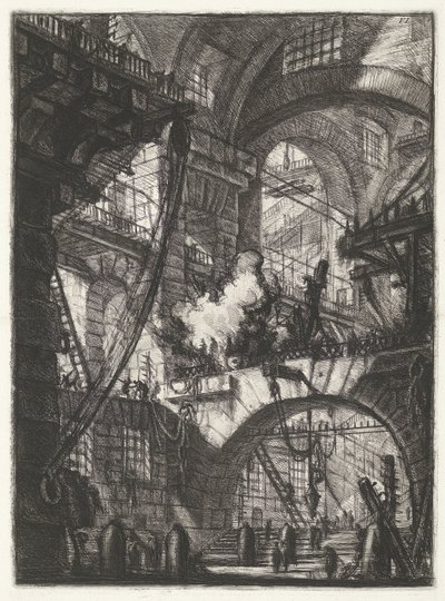 Prison avec feu fumant - Giovanni Battista Piranesi