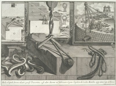 Moyens par lesquels les grands blocs de travertin et de marbre étaient soulevés..., 1756-57 - Giovanni Battista Piranesi